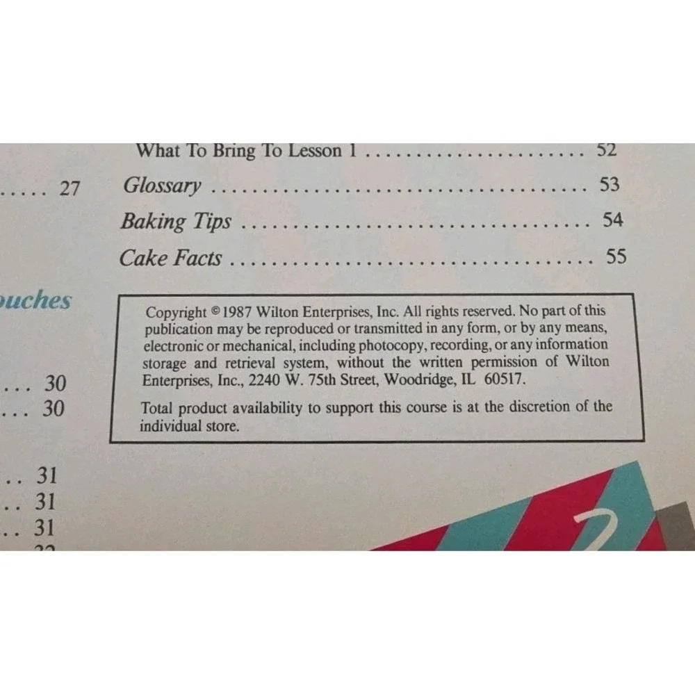 1987 The Wilton Method Cake Decorating Basic Cake‎ Decorating Course 55 Pages